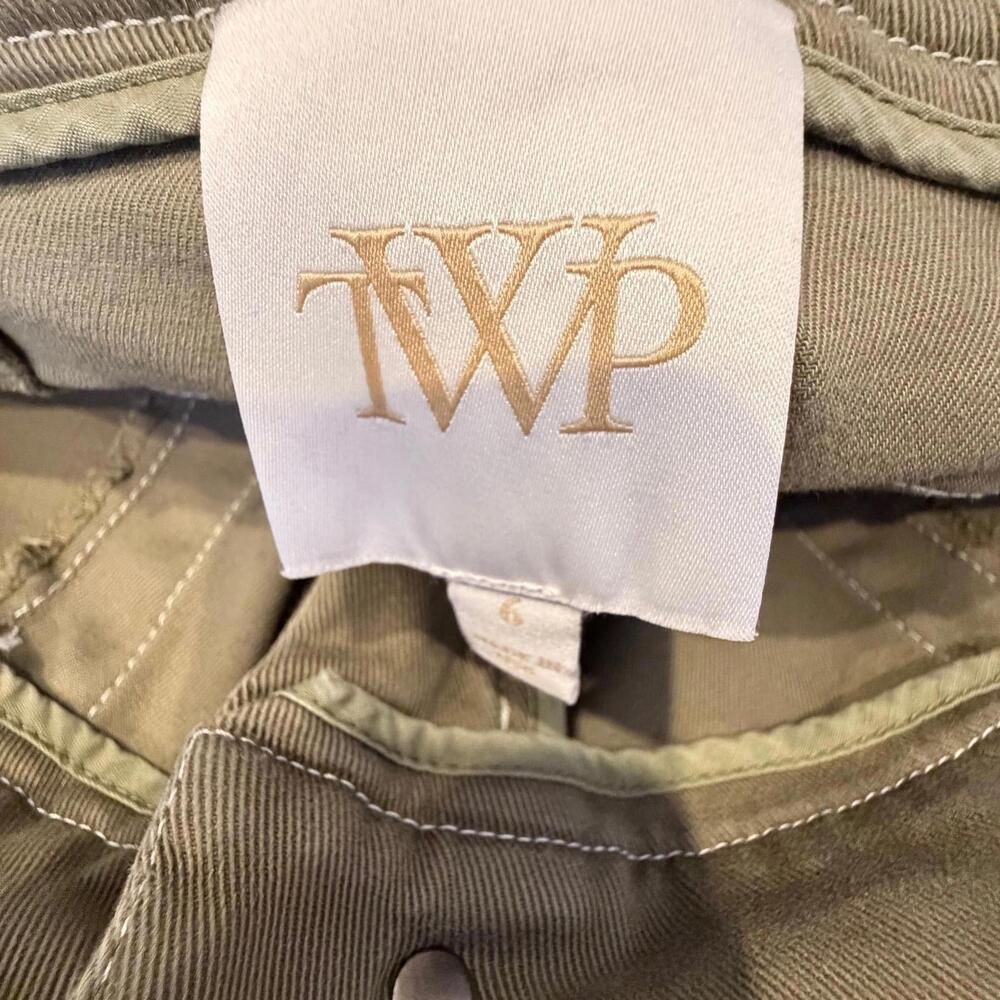 TWP Isa Dark Olive Side Stripe Cargo Pants Military Green Wide Leg Trousers Sz 6 - Picture 7 of 7